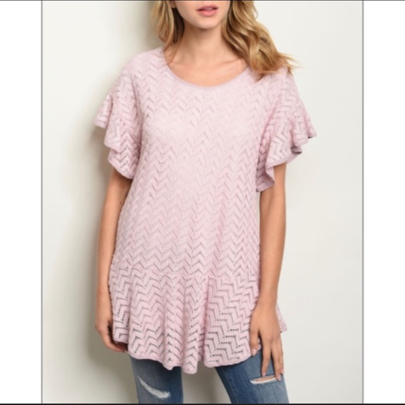 entro | Tops | Pink Ruffle Sleeve Tunic Top | Poshmark